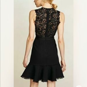 Rebecca Taylor Luna Script Lace and Tweed Dress